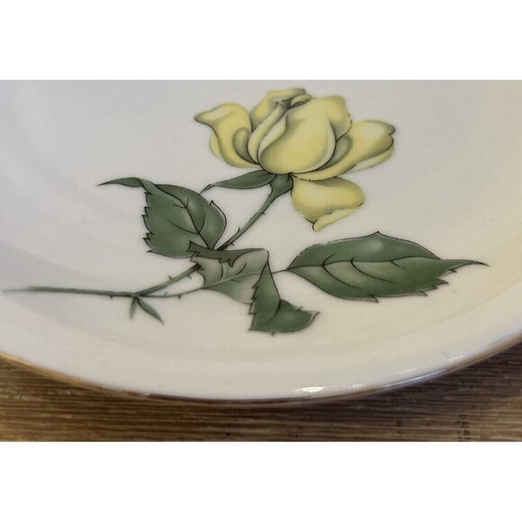 KPM Krister Germany Vtg Porcelain Bread Plate Yellow Rose Gold Rim 5 7/8" - Picture 2 of 3